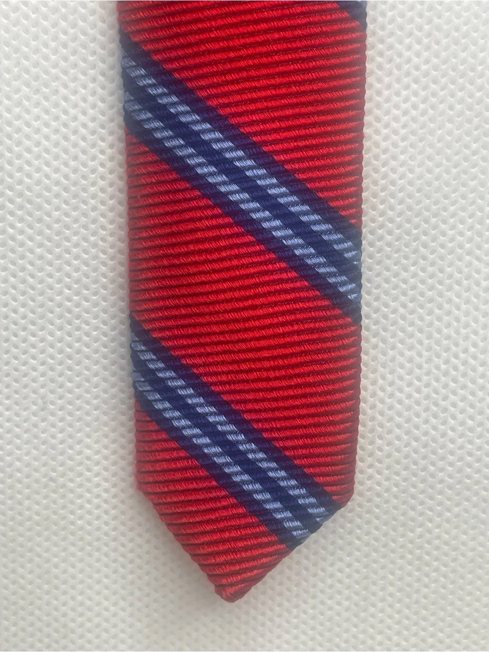 Brooks Brothers Makers Repp Silk Tie Red Preppy Blue Striped Textured Necktie